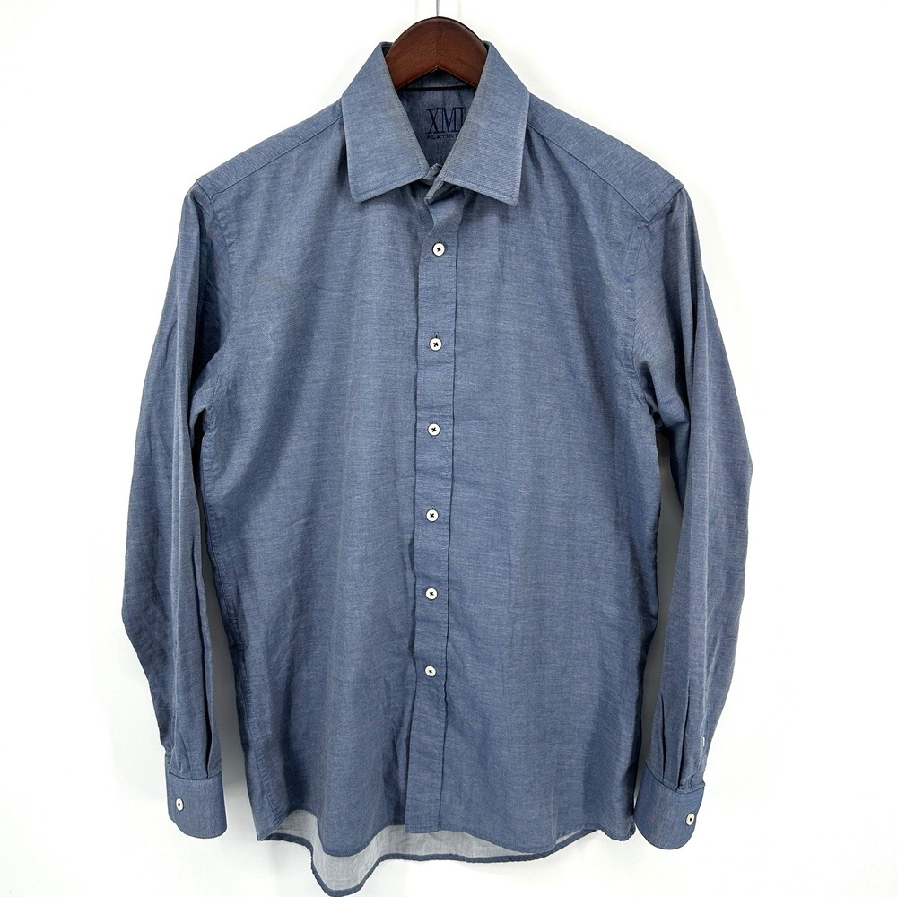 XMI Platinum Blue Long Sleeve Button Up Dress Shirt Men's 15.5 34/35 Wedding